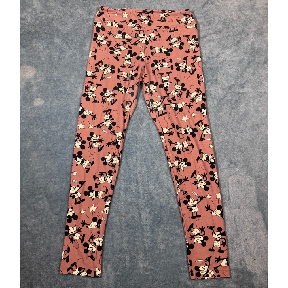 LuLaRoe Disney Mickey Mouse Leggings OS Pink Star Print